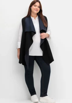 Doubleface-Weste mit weich fallendem Kragen