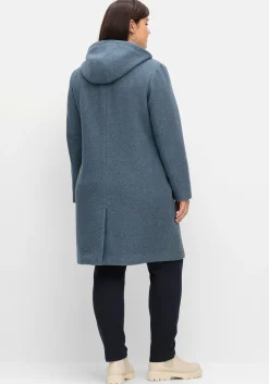 Dufflecoat mit Wollanteil und Kapuze