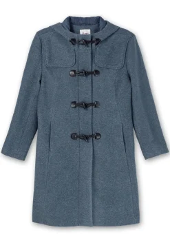 Dufflecoat mit Wollanteil und Kapuze