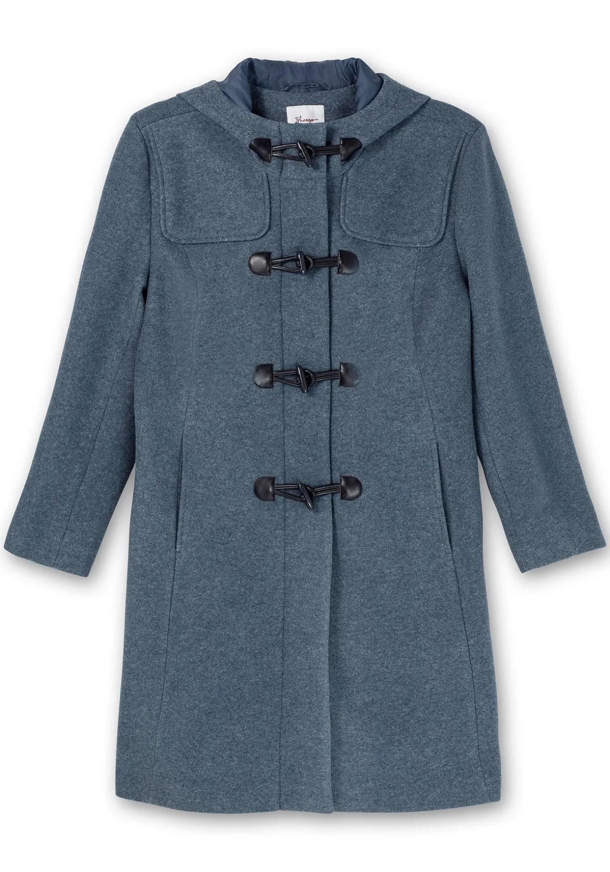 Dufflecoat mit Wollanteil und Kapuze