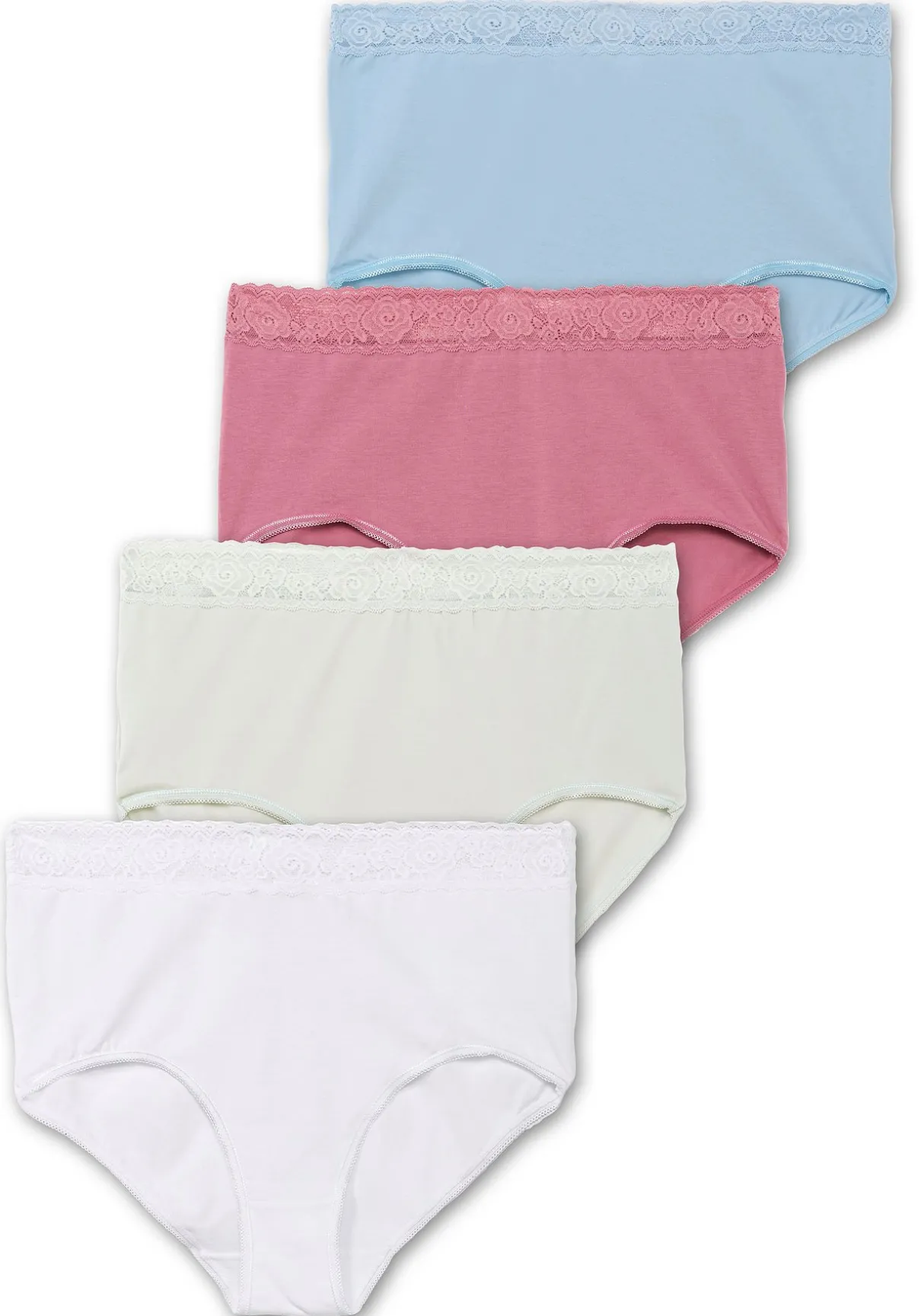 4er-Pack Taillenslips, mit Spitzenbund