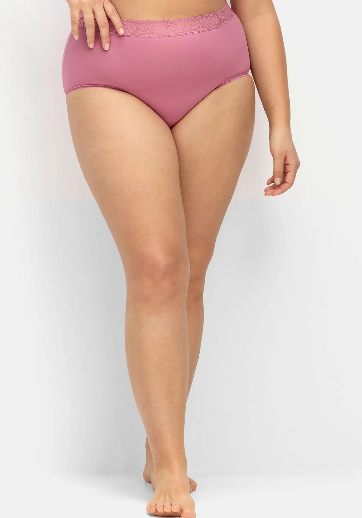 4er-Pack Taillenslips, mit Spitzenbund