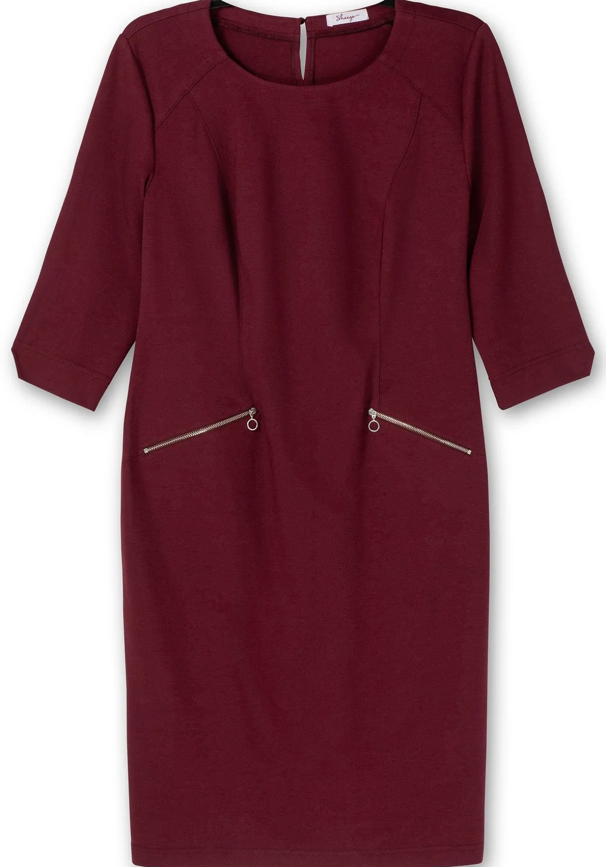 Etuikleid mit 3/4-Arm, im Materialmix