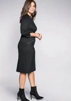 Etuikleid mit 3/4-Arm, im Materialmix