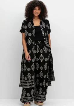 Extralange Bluse mit Ornamentdruck