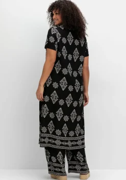 Extralange Bluse mit Ornamentdruck