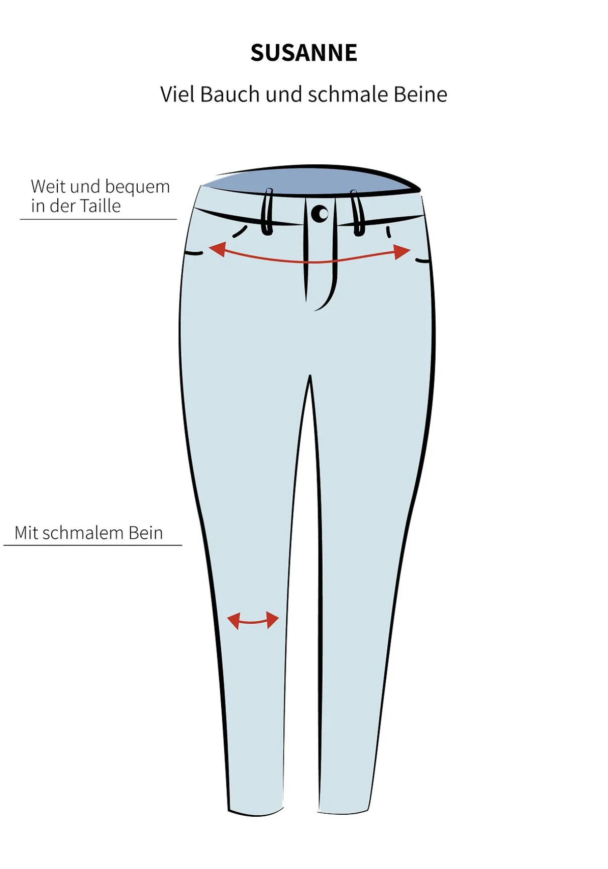 Extraschmale Twillhose in Curvy-Schnitt SUSANNE