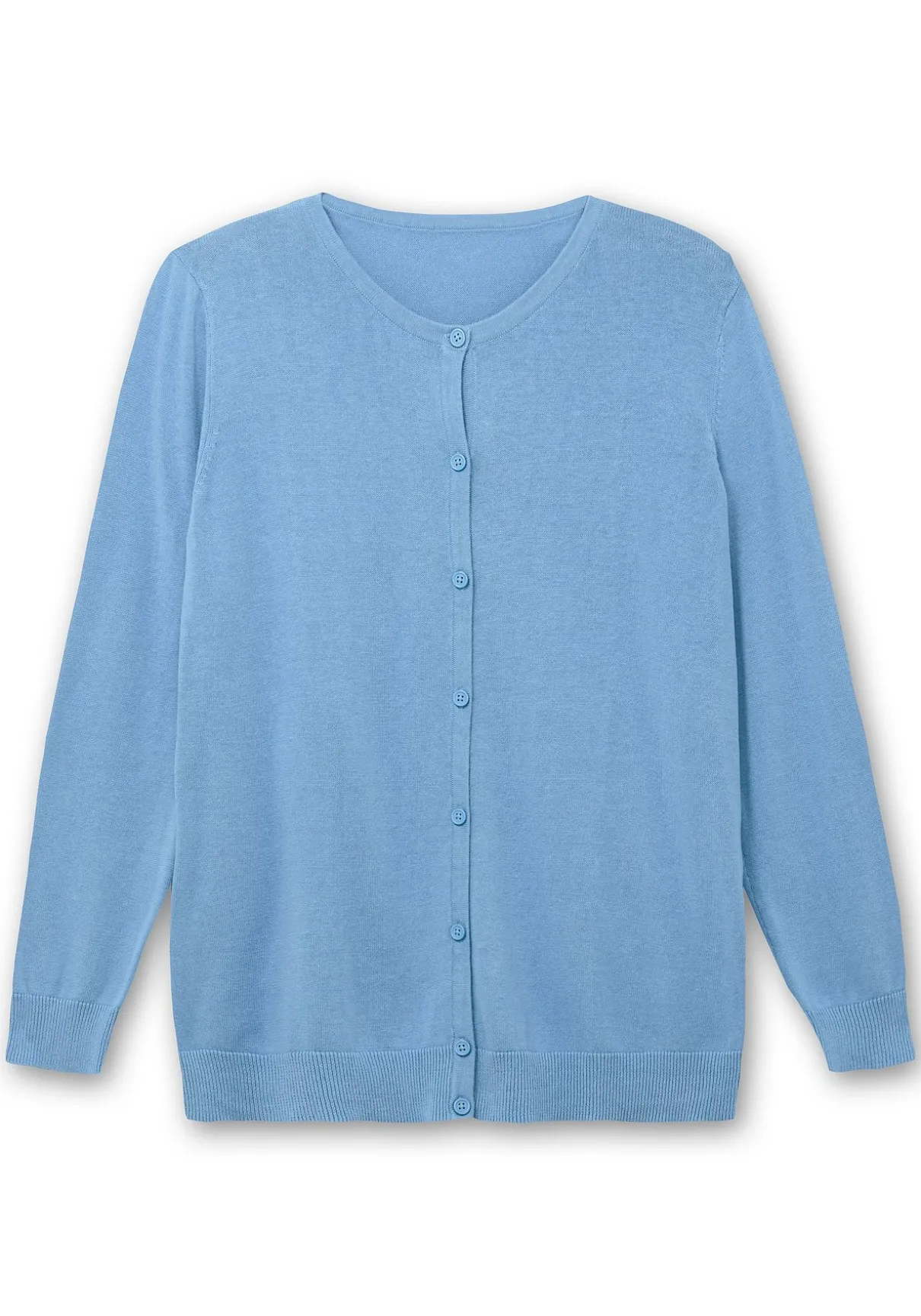 Feinstrickjacke mit Rundhalsausschnitt und Knopfleiste