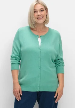 Feinstrickjacke mit Rundhalsausschnitt und Knopfleiste