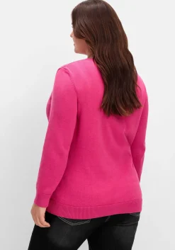 Feinstrickjacke mit Rundhalsausschnitt und Knopfleiste