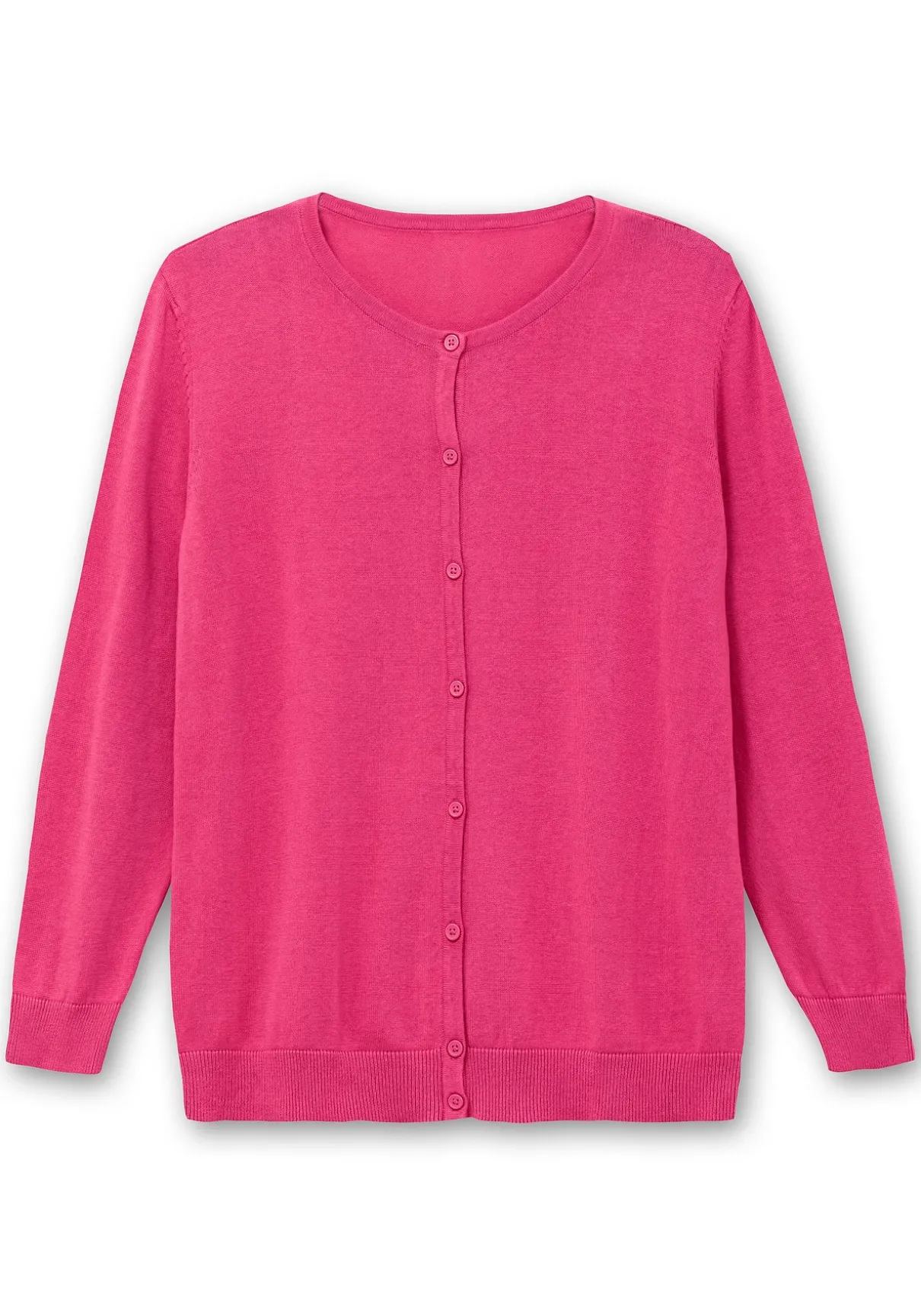 Feinstrickjacke mit Rundhalsausschnitt und Knopfleiste