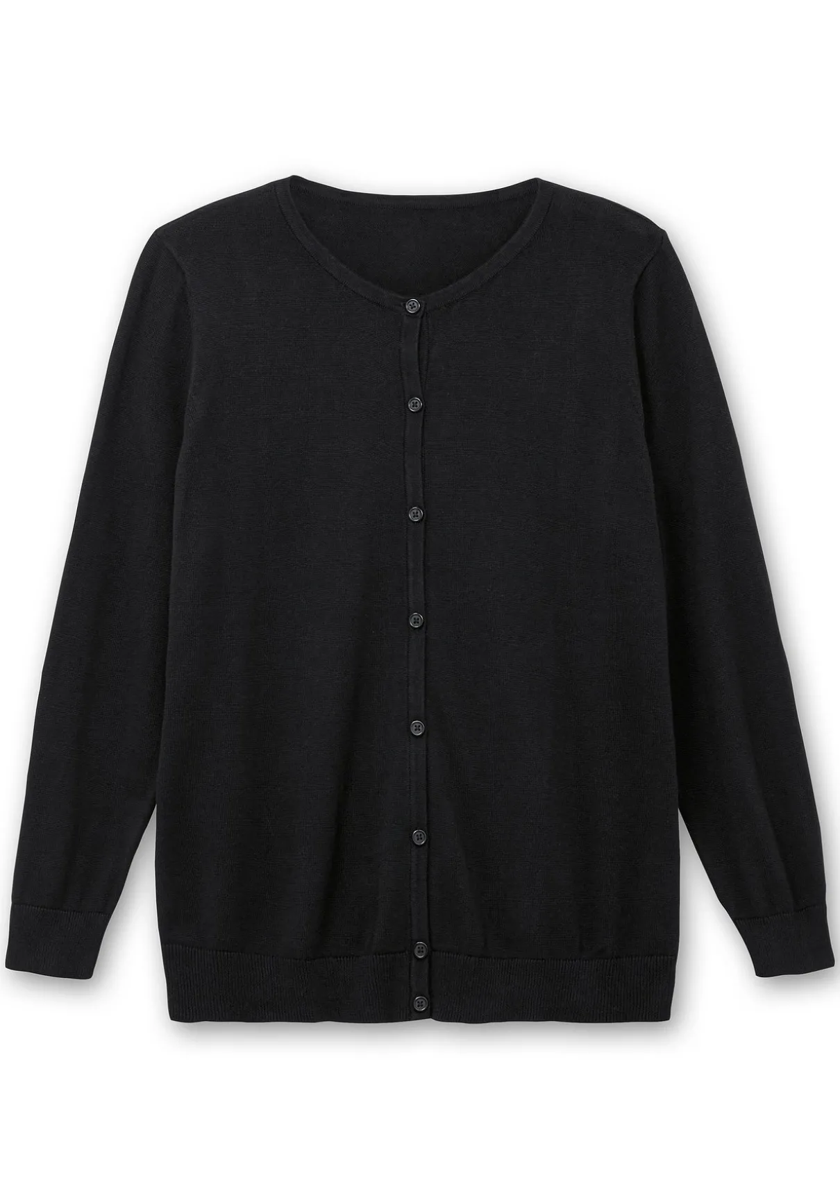 Feinstrickjacke mit Rundhalsausschnitt und Knopfleiste