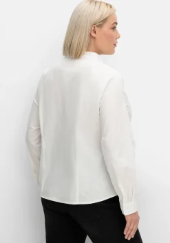 Figurbetonte Bluse mit Stehkragen, bügelfrei