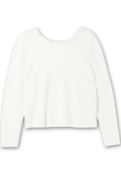 Flauschiger Pullover mit tiefem V-Ausschnitt hinten