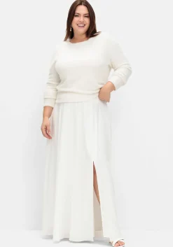 Flauschiger Pullover mit tiefem V-Ausschnitt hinten