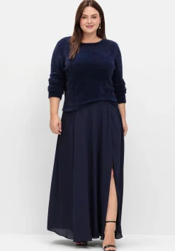 Flauschiger Pullover mit tiefem V-Ausschnitt hinten