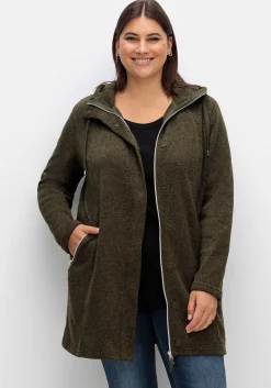 Fleecejacke mit Kapuze, in Melange-Optik
