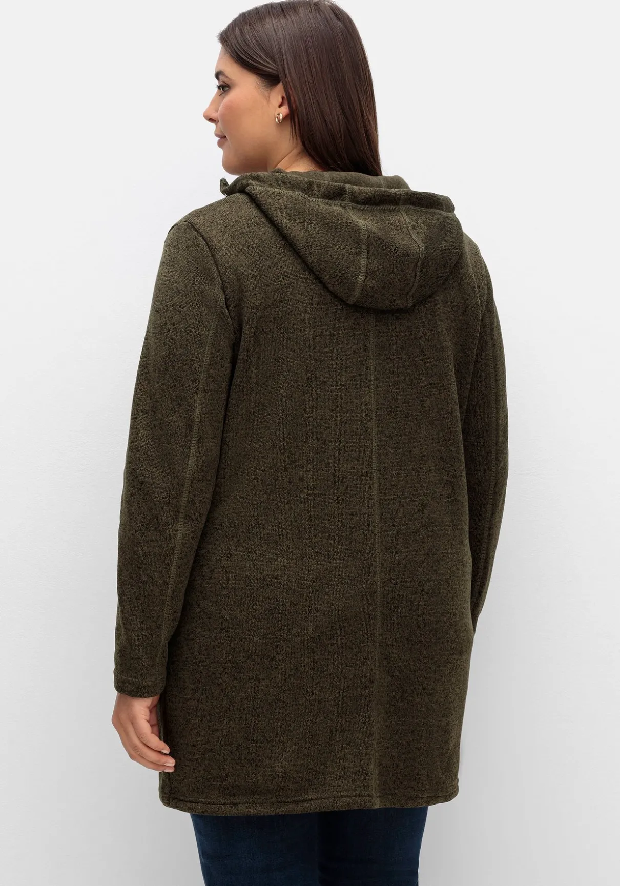 Fleecejacke mit Kapuze, in Melange-Optik