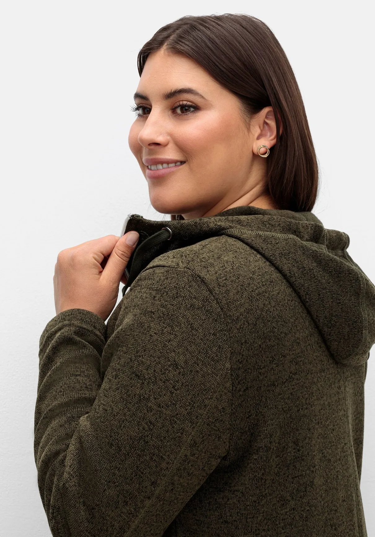 Fleecejacke mit Kapuze, in Melange-Optik