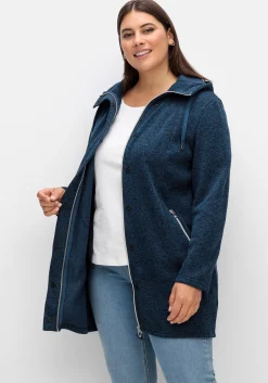 Fleecejacke mit Kapuze, in Melange-Optik