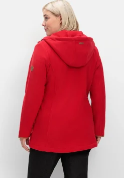 Fleecejacke mit Kapuze und Kontrastdetails