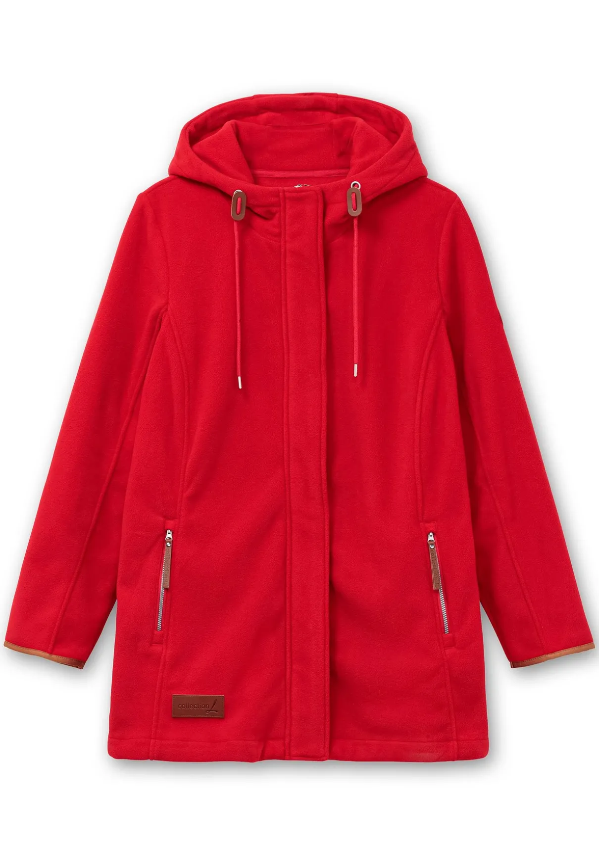 Fleecejacke mit Kapuze und Kontrastdetails