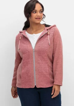 Fleecejacke mit Kapuze und Strick-Einsätzen