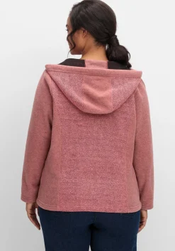 Fleecejacke mit Kapuze und Strick-Einsätzen