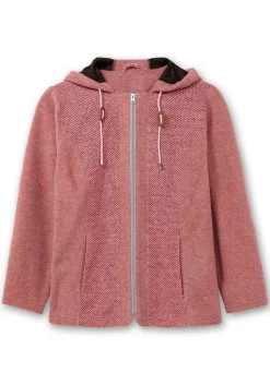 Fleecejacke mit Kapuze und Strick-Einsätzen