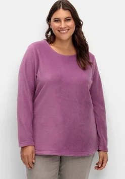 Fleeceshirt mit abgerundetem Saum