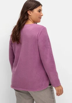 Fleeceshirt mit abgerundetem Saum