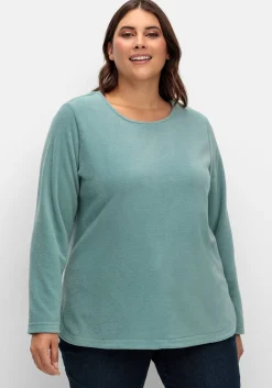 Fleeceshirt mit abgerundetem Saum