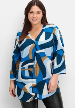 Fließende Tunika mit Grafikprint und gerundetem Saum