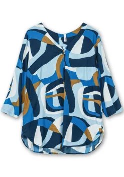 Fließende Tunika mit Grafikprint und gerundetem Saum