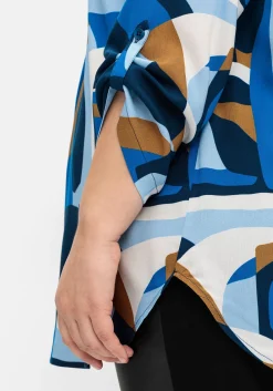 Fließende Tunika mit Grafikprint und gerundetem Saum