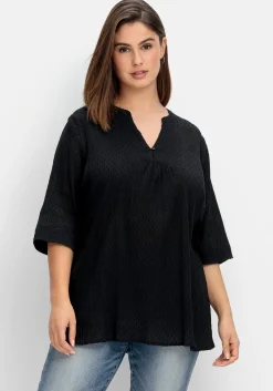 Gecrinkelte Tunika mit eingewebten Punkten