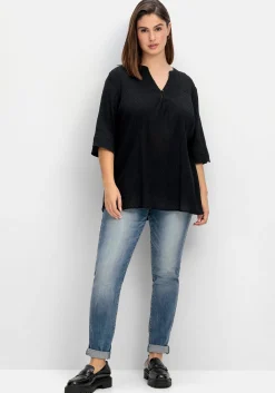 Gecrinkelte Tunika mit eingewebten Punkten