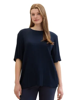 Gecrinkelte Tunika mit Schlüsselloch-Ausschnitt hinten