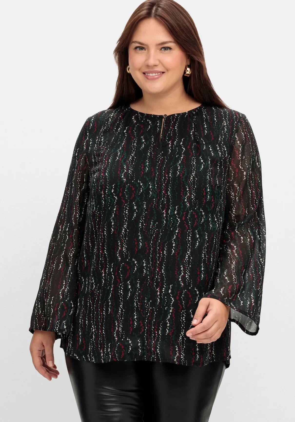 Gefütterte Chiffontunika mit Alloverprint