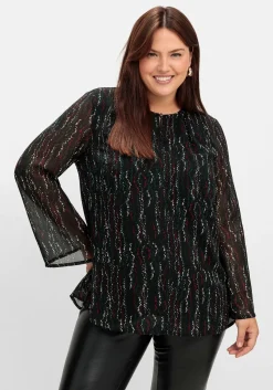 Gefütterte Chiffontunika mit Alloverprint