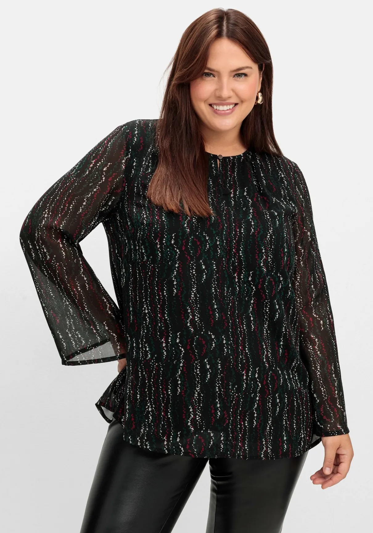 Gefütterte Chiffontunika mit Alloverprint