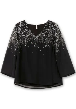 Gefütterte Chiffontunika mit Alloverprint