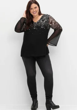 Gefütterte Chiffontunika mit Alloverprint