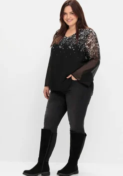 Gefütterte Chiffontunika mit Alloverprint