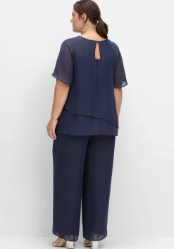 Georgette-Overall im Lagenlook, mit weitem Bein