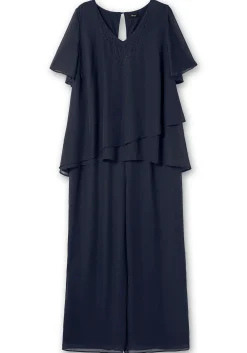 Georgette-Overall im Lagenlook, mit weitem Bein