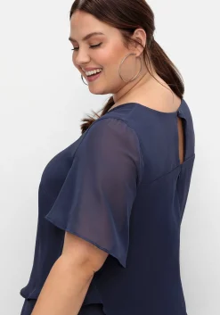 Georgette-Overall im Lagenlook, mit weitem Bein