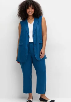 Gerade 7/8-Hose aus Leinen-Mix, mit Teilgummibund