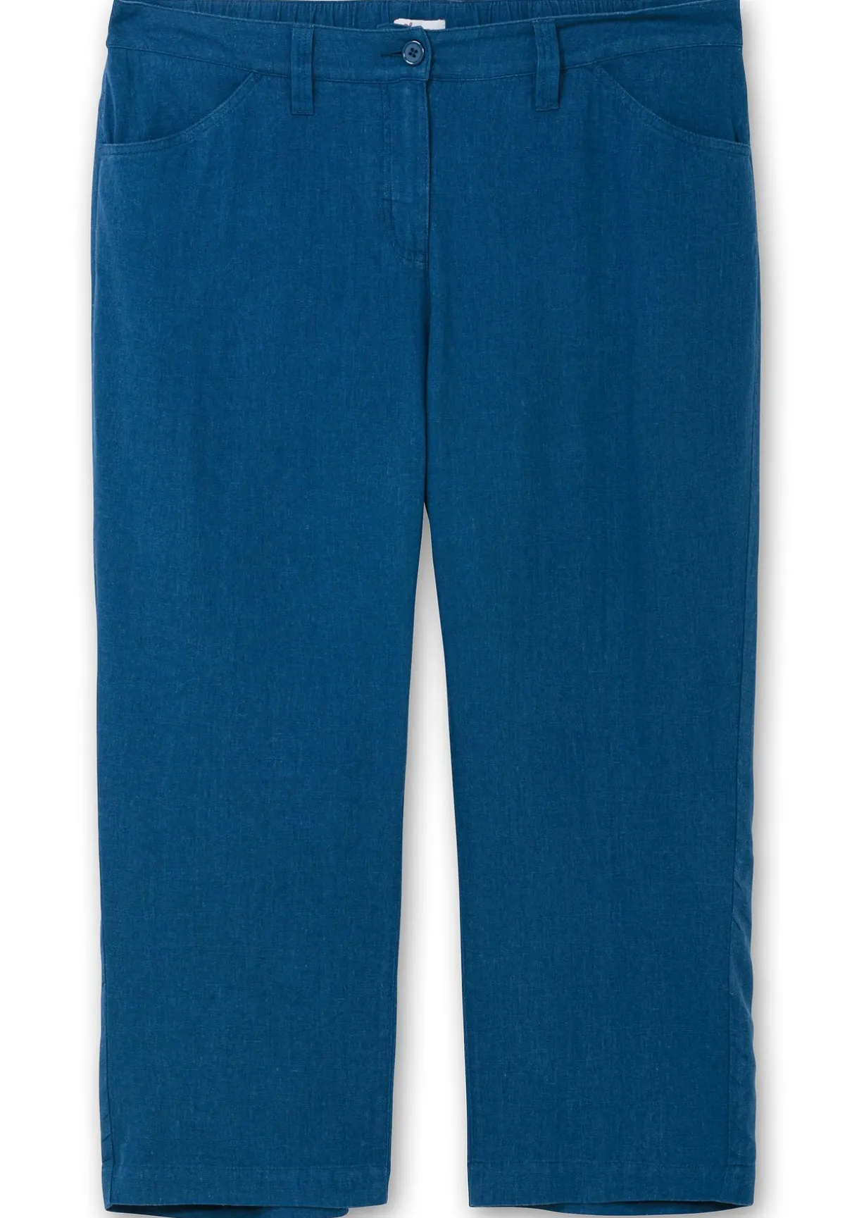 Gerade 7/8-Hose aus Leinen-Mix, mit Teilgummibund