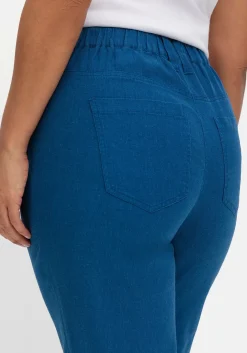 Gerade 7/8-Hose aus Leinen-Mix, mit Teilgummibund